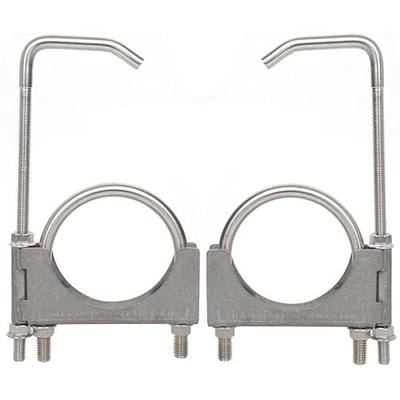 Stainless Steel 3 Inch Exhaust Clamps with Hanger Rod | Heavy Duty Clamps w/ M10 Rod, 360° Adjustable, Total Stainless Steel To Ensure Durability And Anti-Rust, 2 Sets