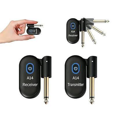 A14 Wireless Guitar System 2.4GHz 2 Modes, 1TX + 1RX | Thumb-Size, 90° Rotatable, 100ft Range, Wireless Guitar Transmitter Receiver Plug & Play for Guitar, Bass, Violin, Keyboard