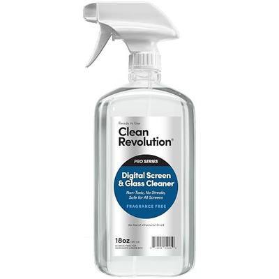 Clean Revolution Pro Digital Screen and Glass Cleaner, Spray and Wipe TV Screens, Computers, Mirrors and Windows: Non-Toxic, No Harsh Chemicals or Odors. Unscented, 18 oz (Pack of 1) - Made in USA