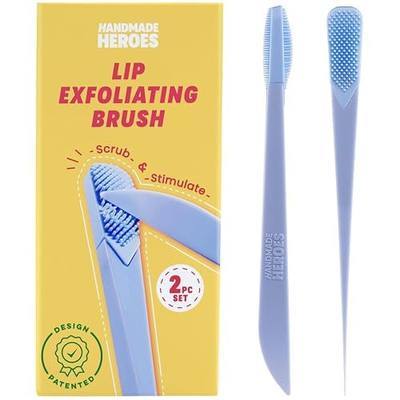Handmade Heroes Lip Brush, Reusable Lip Exfoliator - Gentle Exfoliant, Use with Sugar Lip Scrub Polish and Lip Exfoliator Scrubber for Chapped, Dry and Dark Lips 2pc Blue