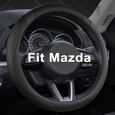 West Llama Car Steering Wheel Cover for Mazda 3,5,6,CX-3,CX-5,CX-30,CX-50,CX9,CX-9,MX-5 Miata,CX-7,RX-8,14.5-15 inches(Black-Standard Size)