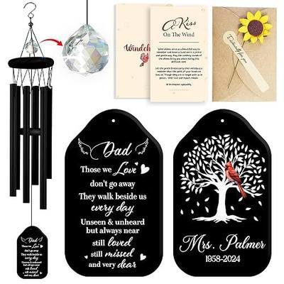 Personalized Dad Cardinal Memorial Crystal Wind Chimes Remembrance Sympathy Ornament Keepsake in Memory of Papa Daddy Father-in-Law Custom Name Bereavement Condolence Gift for Window Garden Hanging