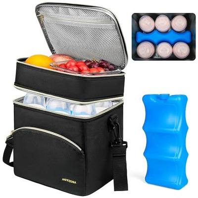 Breastmilk Cooler Bag with Ice Pack, Insulated Baby Bottle Tote Bags Fits 6 Bottles Up to 9 Ounce, Double Layer Breastmilk Travel Carrying Case for Nursing & Working Mom
