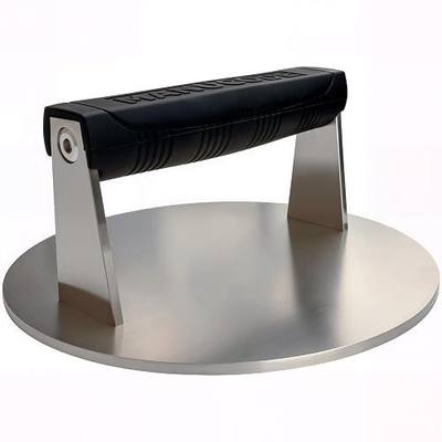Stainless Steel Burger Smasher 3.25 LB – 8 Inch Steak Weight for Smash Burgers, Bacon, Sandwiches | Dishwasher Safe, Preheatable Protein Press with Silicone Handle | Commercial BBQ Tool