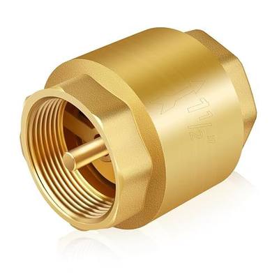 Boltigen Solid Brass Spring Check Valve, 1-1/2 Inch NPT Female Thread Non Return One Way Horizontal Vertical In-Line Water Check Valve for Well, Pump, Tank, Backflow Preventer