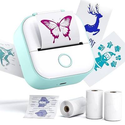 Phomemo Sticker Printer- Print Pods T02, Mini Printer Sticker Maker with 3 Rolls Transparent Color Papers, Bluetooth Thermal Pocket Machine for Study Notes, Memo, Photos, Green