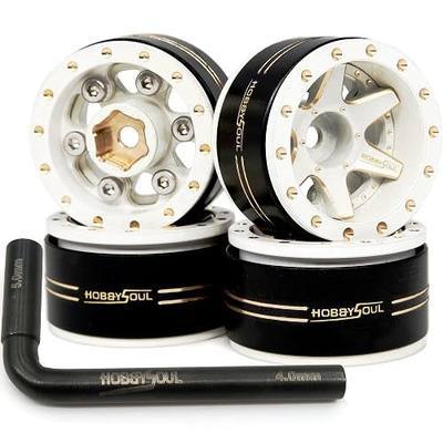 HOBBYSOUL Adjustable Offset 1.0 Beadlock Wheels Rims Negative Offset Brass Heavy 1.0 Wheels 38g/Rim for RC Micro Crawler 1/18 TRX4M Axial SCX24 90081, (4-Pack)