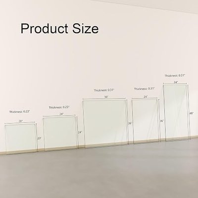24x24 Inch Square Tempered Glass Table Top, 0.23 Inch Thick Clear Rectangle Tabletop with 6 Anti-Slip Rubber Rings, Replacement for Dining, Kitchen, Patio & Coffee Table
