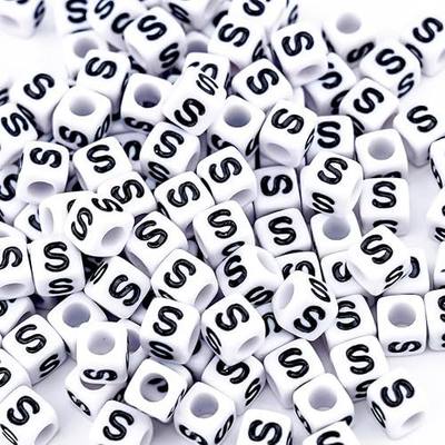 500Pcs White Square Letter Beads S 6X6mm Individual Cube Alphabet Beads for Friendship Bracelets Making