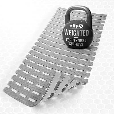SlipX Solutions 31"x15" Weighted Non Slip Bath Mat for Textured Tubs, Gray | No Suction Cup Design, Safe For Refinished Bathtubs & Showers, Doesn't Float, Stays Put On Tile, Texture, & Stone