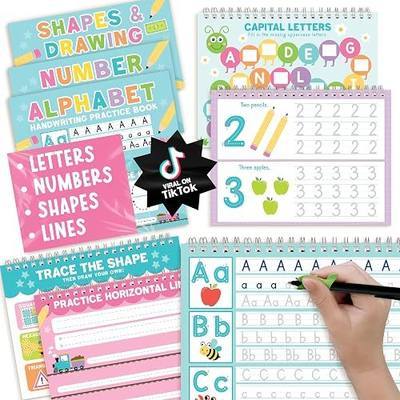 Hadley Designs Grooved Writing Books for Kids 3-5, Preschool Learning Activities, 3D Magic Grooved Writing Practice for Kids, Reusable Disappearing Ink Handwriting Book, 4 Large PreK Tracing Workbooks