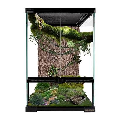 11 Gallon Reptile Glass Tank Vertical Terrarium 12"x12"x18" Habitat Enclosure with Front Openning Door and Top Screen Ventilation for Geckos, Snakes,Tree Frogs,Chameleon