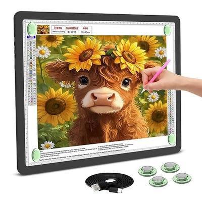 Rechargeable A3 Light Board for Diamond Painting, 5600 Lux Tracing Light Box with Side Physical Buttons, 3 Colors and 6 Levels of Brightness, LED Light Pad for Diamond Art, Drawing, Weeding Vinyl