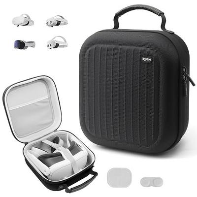 Krypthos Hard Carrying Case Compatible with Meta Quest 3S/Quest 3/Quest 2/Vision Pro, Portable VR Gaming Headset and Touch Controllers Case with Lens Protector, for Travel and Home Storage (Black)
