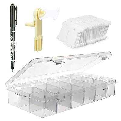 Embroidery Floss Organizer, 1 Removable 18 Compartments Cross Stitch Thread Storage Box with 100 Plastic Embroidery Floss Bobbins, 1 Floss Winder and 1 Marker