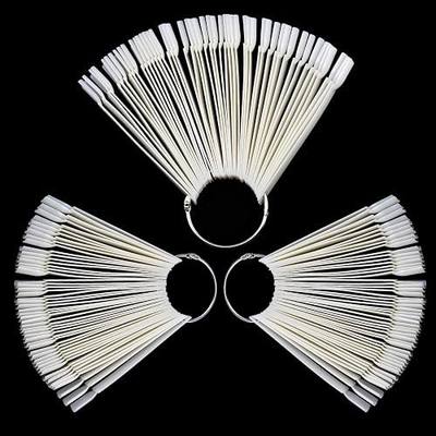 square Natural 150PCS Nail Swatches Sticks with Ring, False Nail Sample Sticks for Nail Art Polish Color Practice Fan-shaped Display,False Nail Sample Stick.
