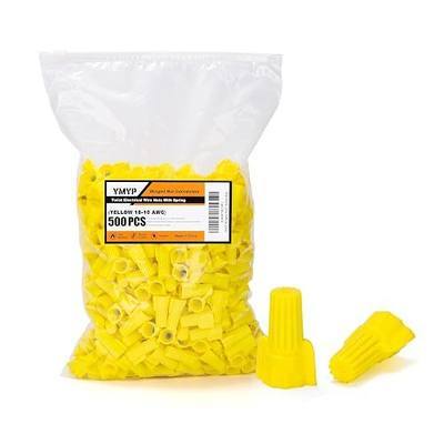 500PCS Winged Wire Nut Connector - AWG 18-10 Yellow - Insulated Insert Twist Electrical Wire Terminal with Spring, Portable Wire Caps for Quick Connection