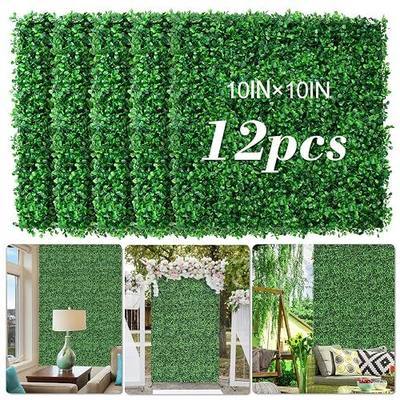 AOKIIE 10"x10" 12Pcs Artificial Grass Wall UV-Anti Boxwood for Outdoor | 8.4sqft Grass Wall Panels Weatherproof Boxwood Hedge, Privacy Greenery Screen for Outdoor Patio, Garden Fence Backdrop