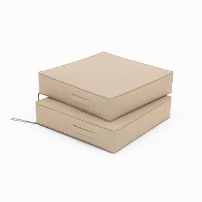 Patio Chair Cushions 19 x 19 x 4 Inch Waterproof Outdoor Seat Cushions for Patio Furniture, Outdoor Sofa Couch Pads with Ties & Handle, Set of 2, Sand