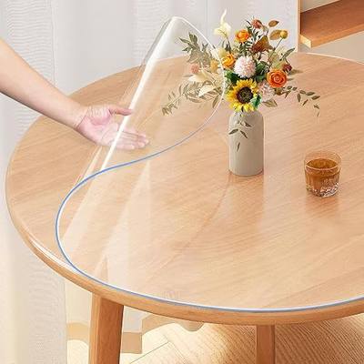 Vicwe Clear Round Table Protector 48 Inch,1.5mm Clear Round Table Cover Protector, Round Plastic Table Cover, PVC Round Table Pad for Coffee Table, Dining Room Table
