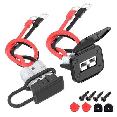 50A Battery Quick Connect/Disconnect Connector 8AWG for Anderson Plug Cable, 1.3FT Waterproof Battery Cable Connector with O-Ring 12V Wire Harness Plug Terminal for Car Winch Trailer 2 Pack