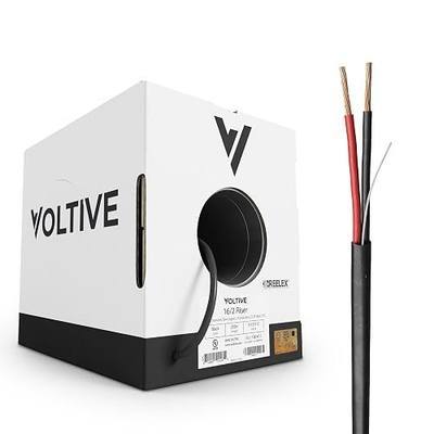 Voltive 16/2 Speaker Wire, Riser CL3R, Black, 250ft - 16AWG, 2 Conductors, Stranded Oxygen-Free Copper, UL Listed - V-1271-5