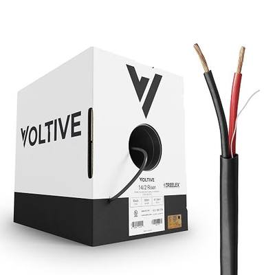 Voltive 14/2 Speaker Wire, Riser CL3R, Black, 500ft - 14AWG, 2 Conductors, Stranded Oxygen-Free Copper, UL Listed - V-1268-1
