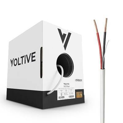 Voltive 18/2 Low Voltage Wire, Riser CL3R, White, 500ft - 18AWG, 2 Conductors, Stranded Bare Copper, UL Listed - V-1274-2