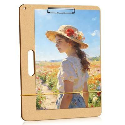 TKOnline 11.8x17.7 Sketch Drawing Board, Art Board with Sturdy Clip and Rubber Bands, Portable Artist Clipboard Easel for Classroom, Drafting and Studio Drawing