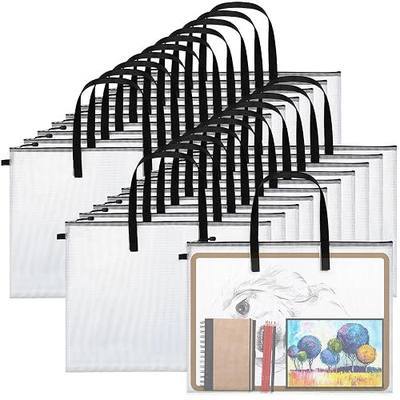 Frienda 20 Pieces Art Portfolios Bags Waterproof Portfolios Posters Storage Supply Bags with Zipper and Handle for Art Artworks, Bulletin Boards, Charts and Teaching (19 x 25 Inches)