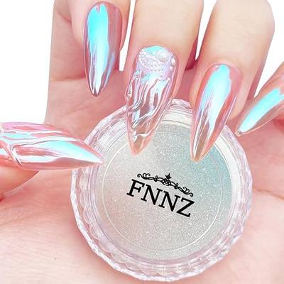 FNNZ Unicorn Chrome Nail Powder, Mermaid Aurora Nail Powder Mirror Effect | Nail Chrome Color-Shift Effect Glitter Dust Pearlescent Nail Art Decoration for Home DIY Nail Salon Manicure - Glacier Ocean
