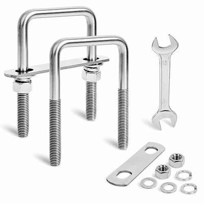 2 Sets Heavy Duty Square u Bolts M12 Thread Size,304 Stainless Steel u-Bolts 3-1/16" W x 4-1/2" L,with Nuts,Bolt Plate and washers (2, M12 x 3-1/16" W x 4-1/2" L)