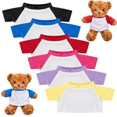 Civaner 6 Pack Bear Shirts Bulk for Stuffed Animals, Colorful DIY Plush Clothes for 12-16 Inch Teddy Bears, Color Block DIY Plush Bear Outfits, Gift and Craft Accessories
