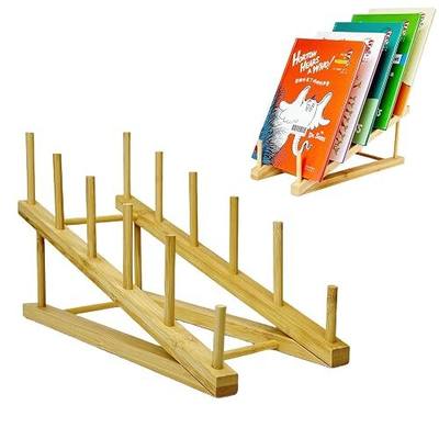 Wooden Book Display Stand Holder, 5-Tier Magazine Rack Organizer | Tabletop Shelf Display Stand for Vendors & Craft Shows, Holds Books, Plates, Magazines, Art Prints, Photos and Crafts
