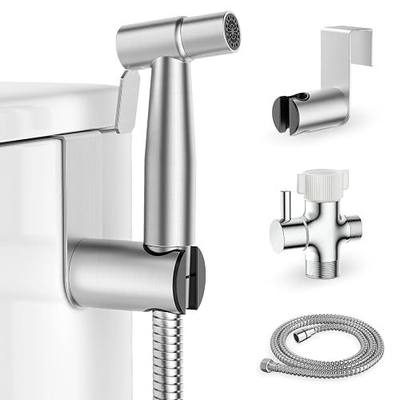 Handheld Bidet Sprayer for Toilet, Stainless Steel Jet Spray Kit, Leak-Proof Jet Spray, Feminine Wash & Muslim Shower, Wall/Toilet Mount, Used for RV Toilets, 2 Mode, Brushed Nickel