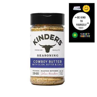 Kinders Seasoning Cowboy Butter With Dijon, Butter & Chili - 9.7-oz. bottle with a dual opening on lid for easy measuring or sprinkling Maker Explorador Private Label