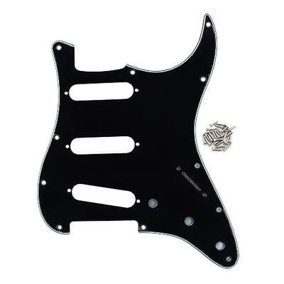 FLEOR 11 Holes ST Style Pickguard SSS Guitar Pickguard Pick Guard Scratchplate with Screws Set,3Ply Black