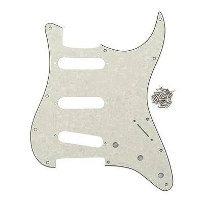 FLEOR 11 Holes ST Style Pickguard SSS Guitar Pickguard Pick Guard Scratchplate with Screws Set,4Ply Aged Pearl