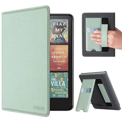 CoBak Case with Stand for Kindle Paperwhite 12th Gen 2024 Released (7") & Kindle Colorsoft Signature Edition - Durable PU Leather Cover with Auto Sleep Wake, Card Slot, Hand Strap Feature, Sage Green