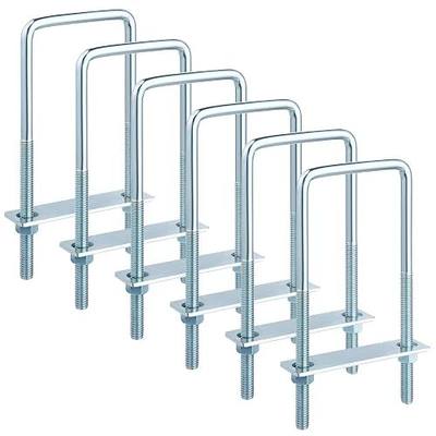 6 Pcs 3/8'' x 3'' x 7'' Square U Bolts 3 Inch Wide Zinc Plated | U Bolt Carbon Steel for Household, Boat Trailer Tube, Industrial Supplies
