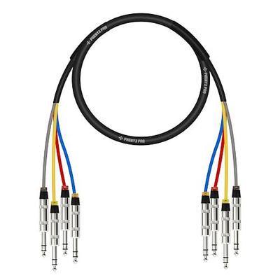 Phenyx Pro 4-Channel TRS Cable, 3 Ft Snake Cord, TRS Patch Wire, Balanced 1/4-Inch Cable, Color-Coded, 4-in-1 Design, 1/4" Audio Cord w/24 AWG OFC Copper (PCBL-QR4IN1-3)