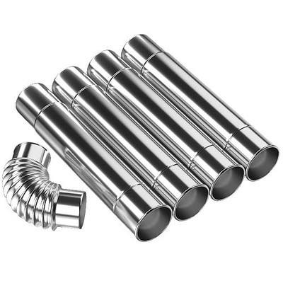 Chimneys Pipe AVOFOREST 5 Pcs Diameter 2.36"Stainless Steel Stove Chimneys Durable Chimney Pipe Kit