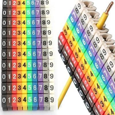 Wire Number Tube Cable Marker, 0.2 x 0.2in Colorful Clip on Wire Marker, Digital Number Wire Numbering Marker, Plastic Cable Numbering Marker Tube for Wires Management, 100Pcs