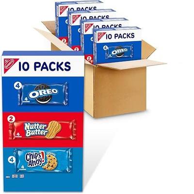 Nabisco Cookies Variety Pack, OREO, Nutter Butter, and CHIPS AHOY!, 40 Total Four-Cookie Snack Packs (4 Boxes)