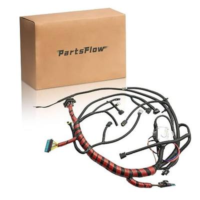 PartsFlow F81Z12B637BA Engine Wiring Harness, Standalone Wire Harness for 1999 Ford F250 F350 F450 F550 Super Duty Diesel 7.3L, Build Before 12/7/1998, Red&Black