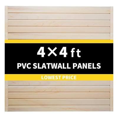 4'H x 4'W PVC Slatwall Panels Garage Wall Storage System, Wood Grain Slat Wall Paneling Garage Organizers