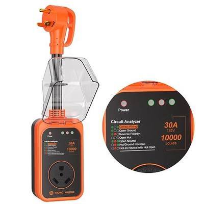 RV Surge Protector 30 Amp - 10000 Joules RV Circuit Analyzer RV Power RV Adapter Plug with Waterproof Cover LED Display for Camper Travel