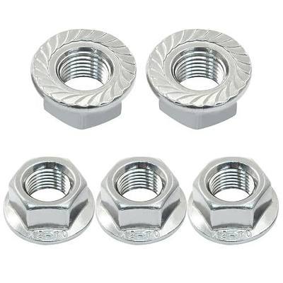 M10/1mm Serrated Flange Hex Nuts, 5Pcs | 304 Stainless Steel 18-8, Full Thread, Hex Drive, Bright Finish