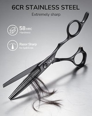 ULG Texturizing Shears – Professional Stainless Steel, 30-Teeth Thinning Scissors, Teflon Coated, Deer Tooth Blades for Precise Thinning and Layering, Ideal for Stylists and Barbers