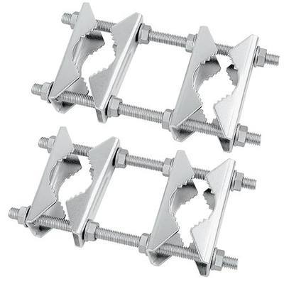 Double Antenna Mast Clamp - Heavy Duty Galvanized Iron Mount for Secure Pole-to-Pole Connection, Rust-Resistant, Ideal for Antennas and Satellite Dishes 2PCS